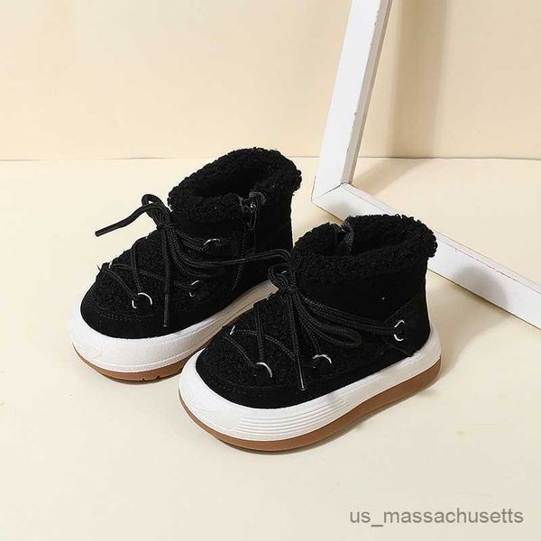 

boots winter baby fashion snow boots with boys warm plush short boots soft zip side fashion toddler girls snow boots r230822, Black;grey
