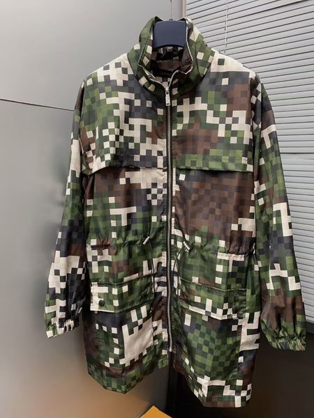 

men women sport trench coats causal army green camo long windbreaker slim drawstring waistband design fashion streetwear outerdoor couple co, Tan;black