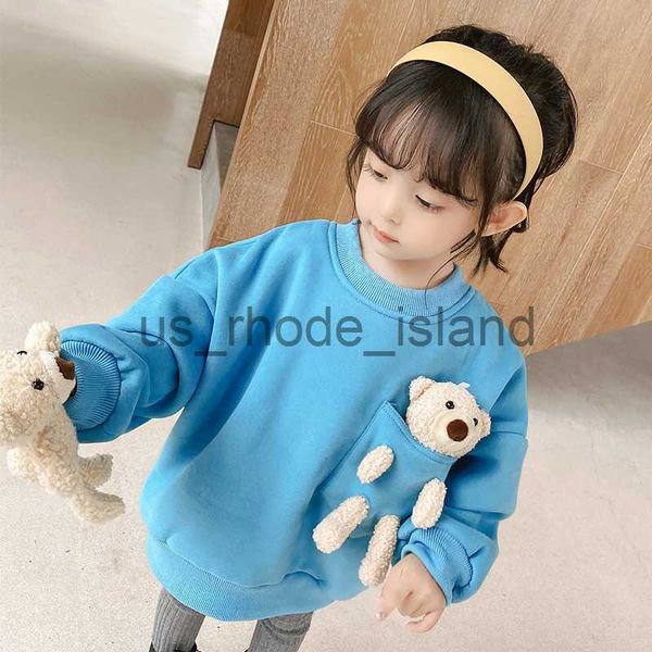 

hoodies sweatshirts boutique new spring girl sweater korean version thick girls kid plus velvet cartoon cute 2-6 years old children clothes, Black