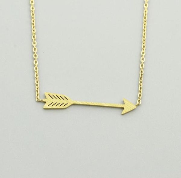 

minimalist one direction arrow pendant necklace women men jewelry stainless steel gold chain feather collier bijoux femme1785398, Silver