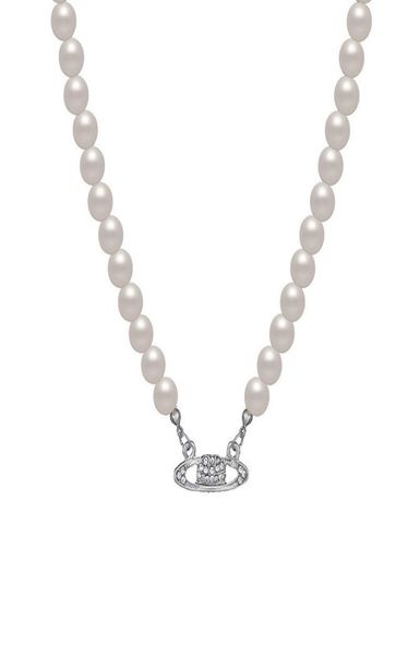 

designer planetary orbit saturn pendant pearl necklace fashion women jewelry collar chain6756601, Silver
