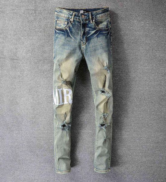 

men039s broken jeans vintage jeans punk lyrics broken motorcycle7723711, Blue