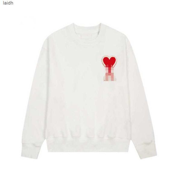 

amis designer mens embroidery hoodie high street hoody women sweatshirts red heart long sleeve couples paris crew neck fashion new x7qu955j, Black