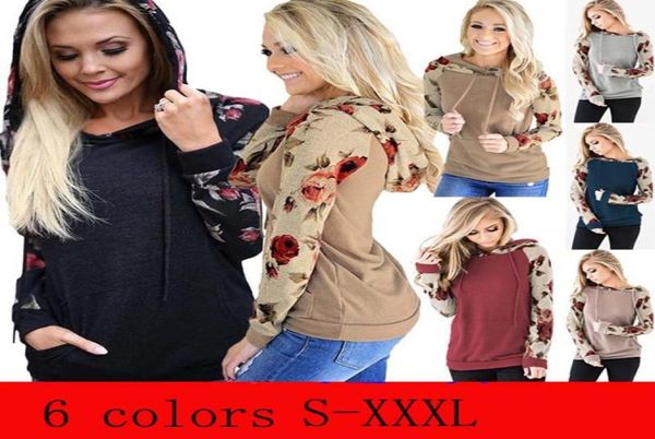 

hoodie sweatshirt women pullover long sleeve floral hoodies coat loose casual sweatshirts with pocket plus size xxxl2426472, Black