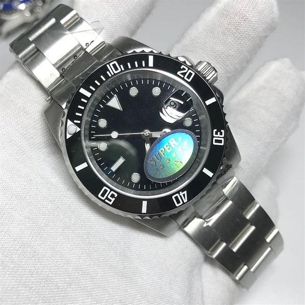 

2020 new black watch sub men sweeping movement 40mm automatic machinery watches glide lock ceramics bezel sapphire glass watches288v, Slivery;brown