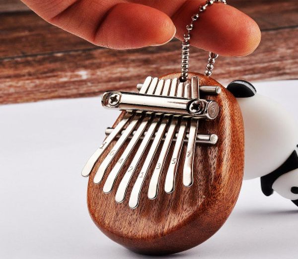 

mini mbira kalimba thumb piano 8 key with phonetic symbol mahogany material mini kalimba keychain key buckle6646697