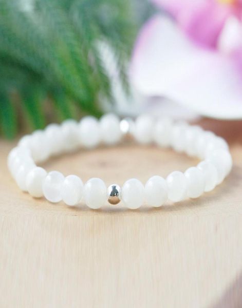 

mg0965 6 mm a grade moonstone bracelet heart chakra lucky bracelet for women healing chakra dainty yoga mala bracelet9202345, Black