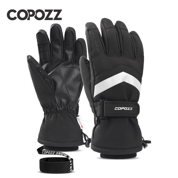 

sports gloves copozz winter ski men waterproof warm snowmobile glove thicken thermal snow with touchscreen function 230821, Black