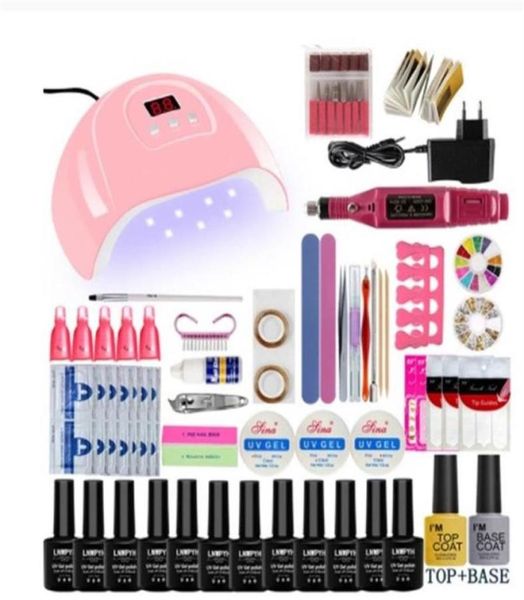 

nail set uv led lamp dryer with 12pcs gel polish kit soak off manicure tools electric drill for art tools2555300n2679174