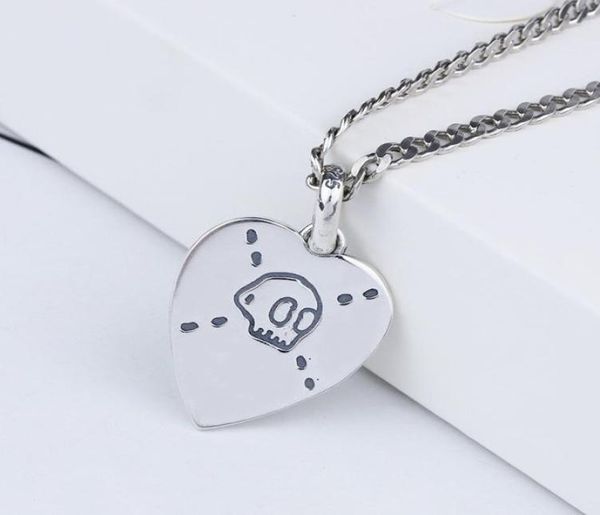 

s925 sterling silver heartshaped skull necklace love elf pendant necklace men and women hiphop love fearless skull necklace3005626