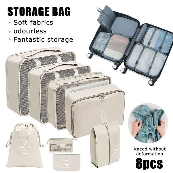 

bag organizer 8pcs travel organizer bag suitcase packing cases luggage sorting organizer set clothe shoe pouch case large capacity storage b, Blue;pink