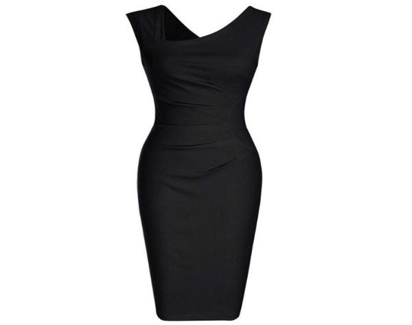

women office business pencil dress 2020 elegant work wear sleeveless ladies slim black vintage party summer sheath bodycon dress7754741, Black;gray