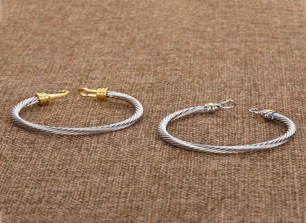 

bangle silver ed cuff bangle fashion men bracelets charm bracelet hook 5mm wire woman designer cable mens jewelry exquisite s6402831, Black