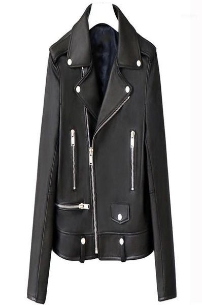 

women biker moto jacket 2021 spring autumn slim long sleeve turn down collar faux leather coat ladies black outwear clothing women5003417