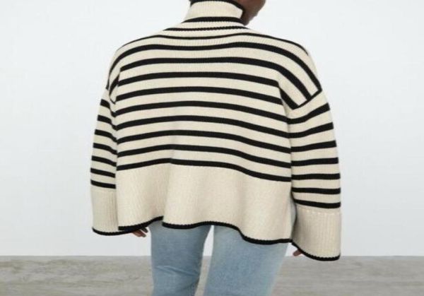 

toteme high collar wool blend striped sweater012345671215661, White;black