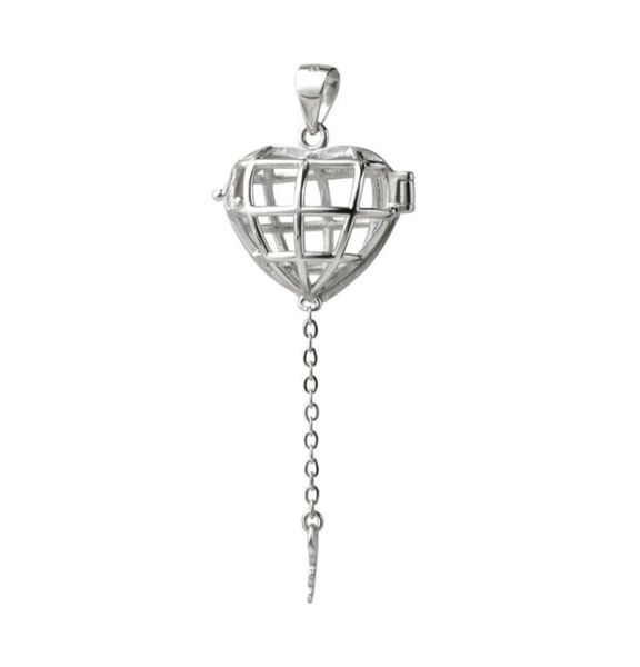 

gift cage 925 sterling silver lockets love wish floating pearl heart cage key pendant 5 pieces8572966
