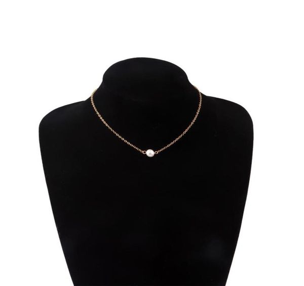 

20pcslot pearl charms choker necklace women gold silver chain bohemian chocker necklace jewelry8007543