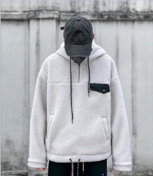 

2021 new casual men and women thickened lamb wool half zipper coat sweater jacket retro embroidery lovers hooded sweater 0126281583945249, Black;brown