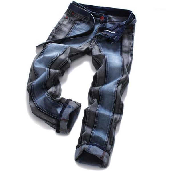 

2018 mens harajuku stripe denim jeans casual biker slim straight hip hop pants men blue designer splice jeans plus size11970455