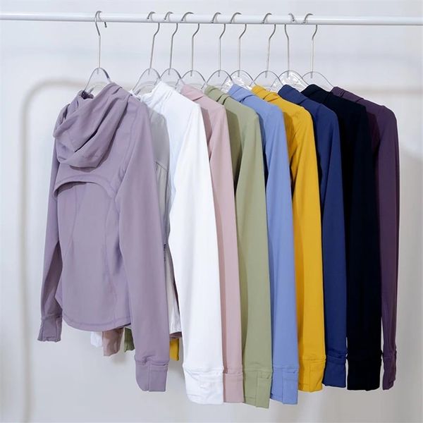 

women ll define hooded jacket outfit spring autumn activewear slim fit zip thumb hole running workout fitness yoga hoodie jackets214d