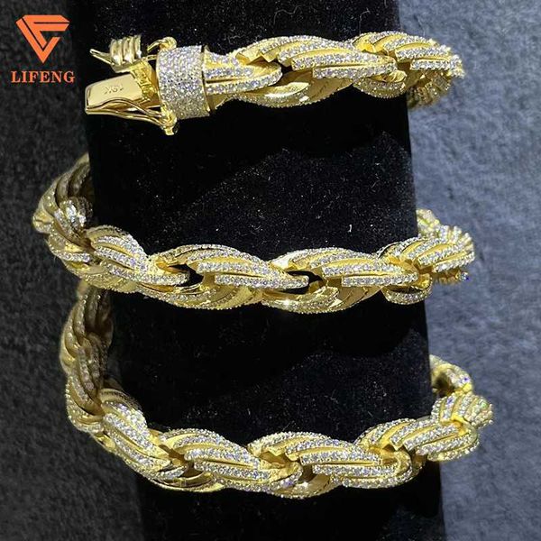 

lifeng jewelry hip hop bling rapper jewelry vvs moissanite rope necklace iced out 12mm cuban link chain, Silver