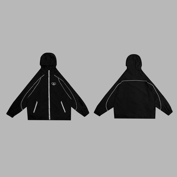 

blcg lencia mens jackets windbreaker zip hooded stripe outerwear quality hip hop designer coats fashion spring and autumn parkas brand cloth, Black;brown