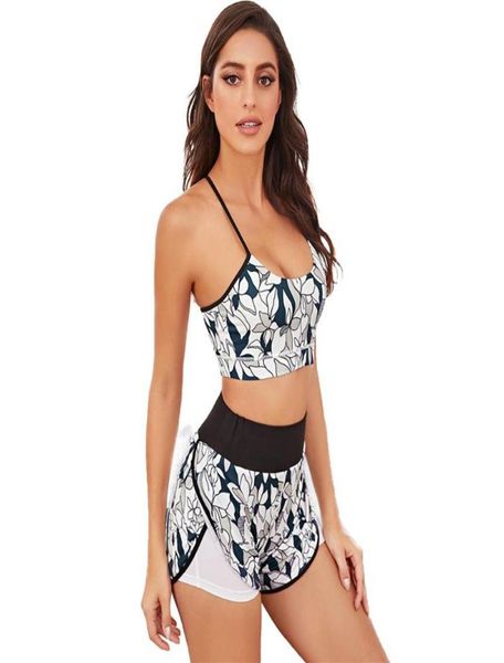 

yoga outfit 2021 arrivals summer women set printing all match vest bra and shorts running casual tennis drop suit202i1970858