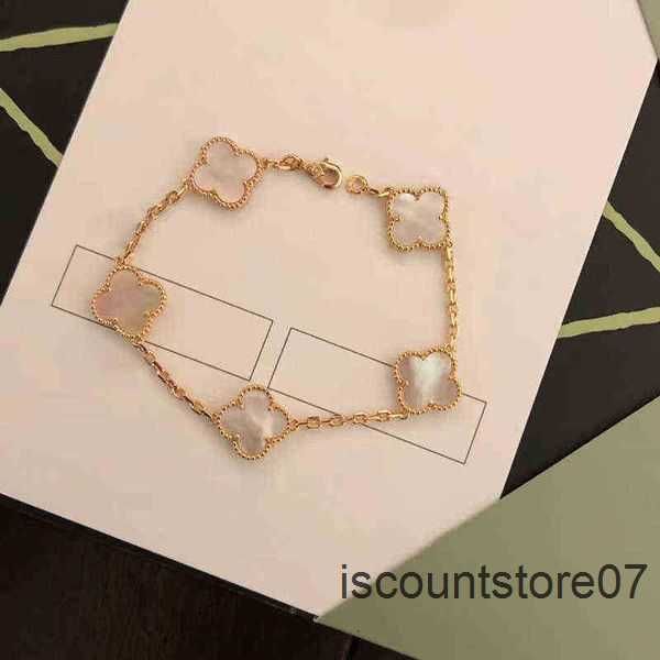 

classic fashion 4/four leaf clover bracelets bangle chain 18k gold agate shell mother-of-pearl for women girl wedding mother' day 6l 15, Golden;silver