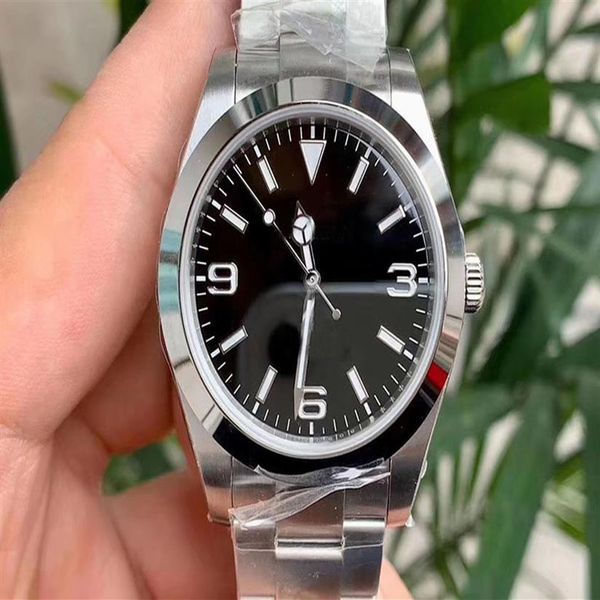 

new explore ii automatic 2813 movement sappire crystal black dial 316 stainless band male watch monor hemmo2921, Slivery;brown