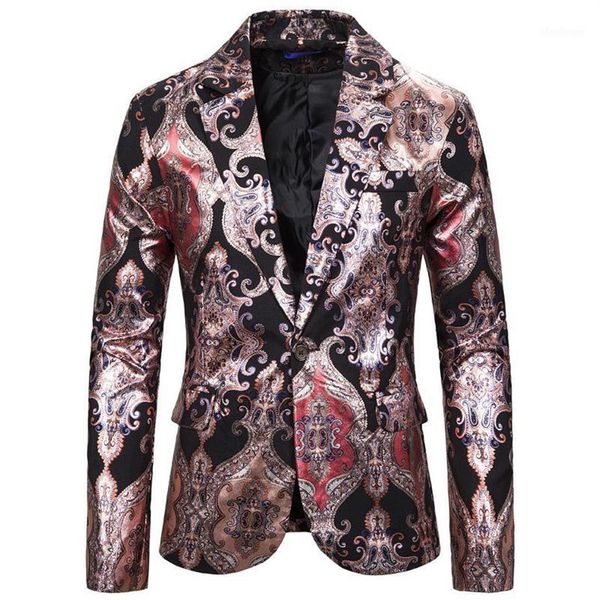 

men's red black paisley print tuxedo blazer jacket slim fit single button men blazer party dance stage singers costume homme 218z, White;black