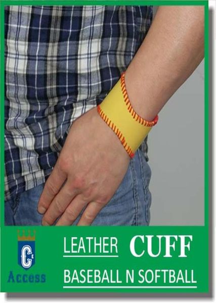 

2017 softball baseball leather wristband bangle cuff bracelet6078971, White
