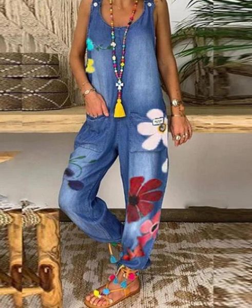

women039s jeans denim jumpsuit basic overalls 2021 fashion suspender plus size 5xl cotton casual trousers mom pants8169875, Blue