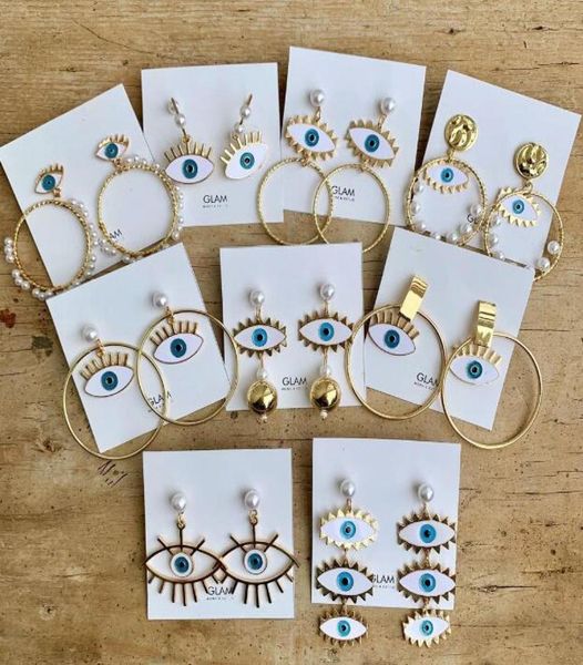 

eye earrings jewelry big hoop earring women evil eye earrings 2020 jewelry earring necklace whole7114474, Silver