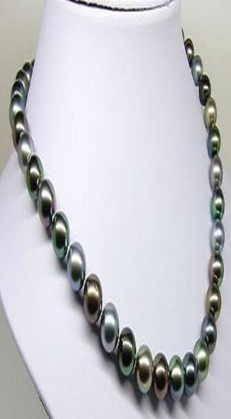 

superb 18quot89mm natural tahitian genuine black multic round pearl necklace8880727, Silver