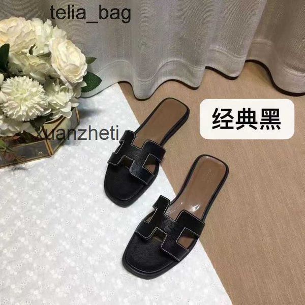

sandal hers women's baida shoes 2023 oran summer slipper bear designer slippers color matching leatflat sandals for tourism litchi patt