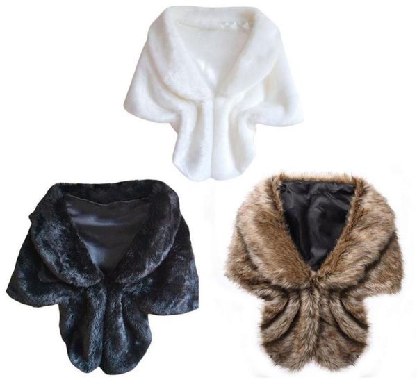 

faux fur fur cloak vest fashion winter warm bridal wraps shawl evening party wedding cape faux wrap coat3454108, Black
