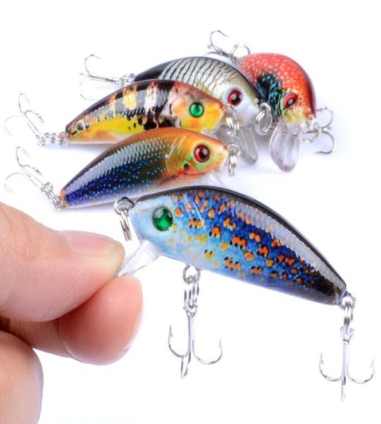 

minnow fishing lure hard mini crank bait 38g 5cm 3d eyes crankbait plastic wobbler with 10 hooks2061695