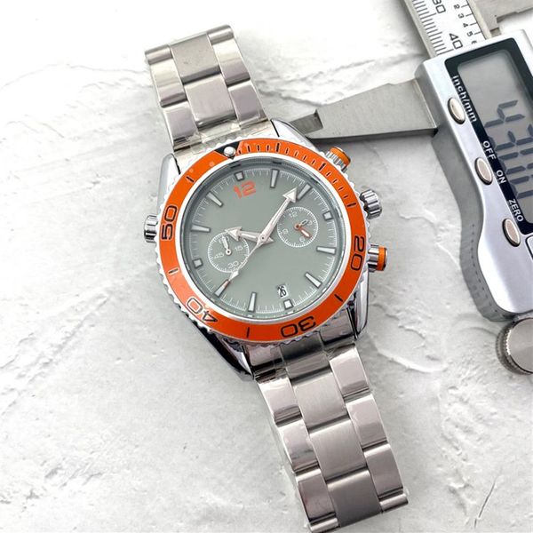 

fashion luxury mens watches male chronograph designer wristwatches brand all stainless steel band classic watch for men christ235p, Slivery;brown