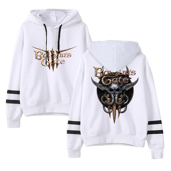 

men's hoodies sweatshirts game baldur's gate iii hoodie pocketless parallel bars sleeve streetwear women men hooded sweatshirt 202, Black