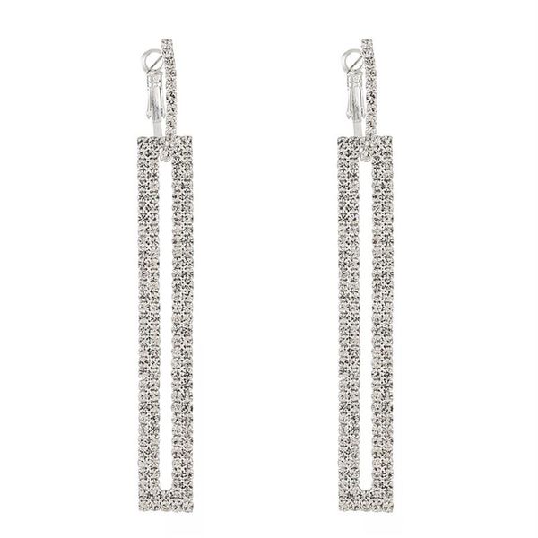 

yfjewe fashion long drop earrings luxury gold silver color rectangle rhinestone earring for women party jewelry gift e550221s