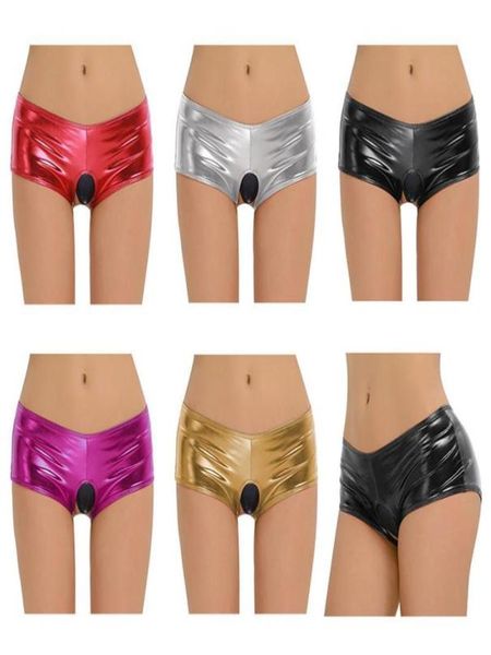 

latex shorts women open crotch underwear pants clubwear panties leather bodycon elastic costume tanga erotic women039s8239819, Black;pink