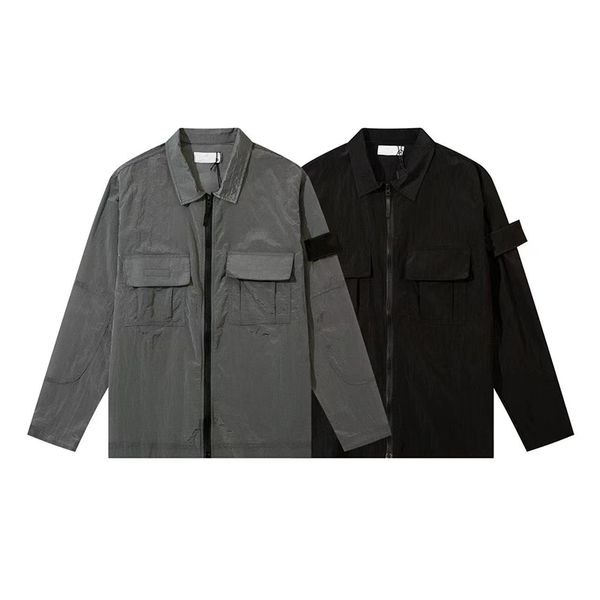

2023 brand jackets coat metal nylon functional shirt double pocket jacket reflective sun protection windbreaker jacket men size m-2xl, Black;brown