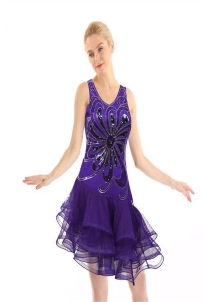 

latin dance dress with sequins ruffles for women sleevelesstango salsa competition lyrical dance costumes for ballroom per7608489, Black;red