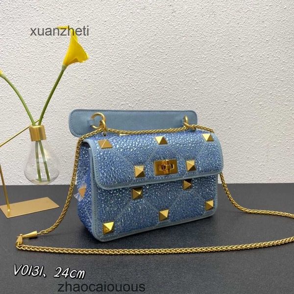 

rivet valantions women lady's designer handbag new shiny classic luxury bags crystal diamond embedding fashion handheld shoulder crossb