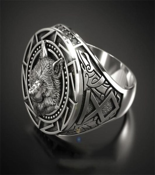 

trendy retro celtic wolf totem band rings men039s viking gothic steampunk carved animal rings fashion party gift ab8679999142, Silver