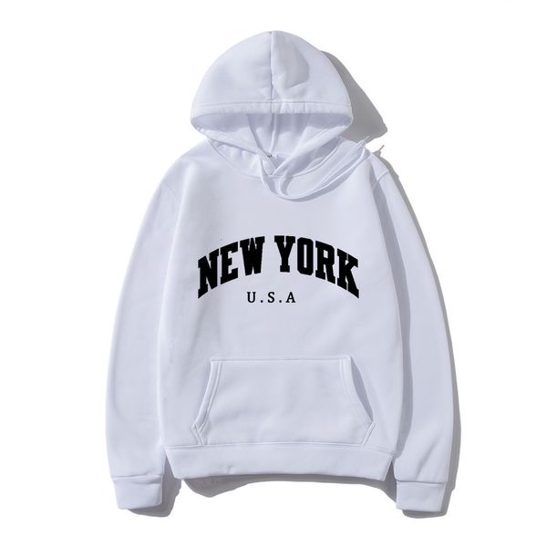 

men's hoodies sweatshirts york letter usa city print hoody men fashion casual long sleeves hooded loose oversize pullover hoodie street, Black