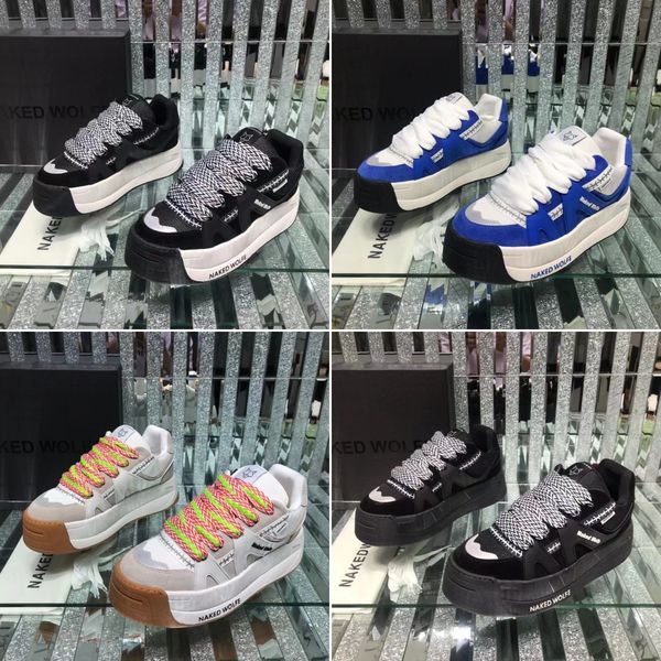 

naked wolfe sneaker snatch sneakers men women casual shoes kosa sliders sinner hyde heidy city platform trainers thick bottom shoes travel f, Black