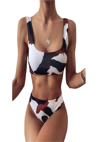

women039s cow printing bikini suits bandage strap backless high waist thong split swimsuit set summer autumn swim4260276, White;black