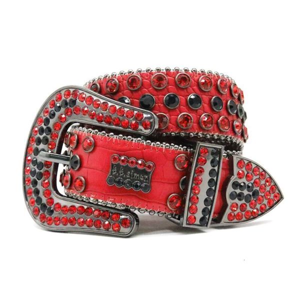 

belt inlaid nail beads, rhinestone zinc alloy needle buckle, large crocodile pattern, personalized hip-hop punk style, Black;brown