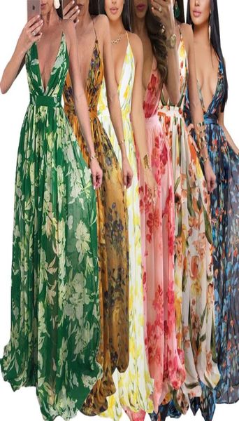 

casual dresses women039s deep v neck backless chiffon long dress sleeveless floorlength large swing dresses casual boho b5413157, Black;gray